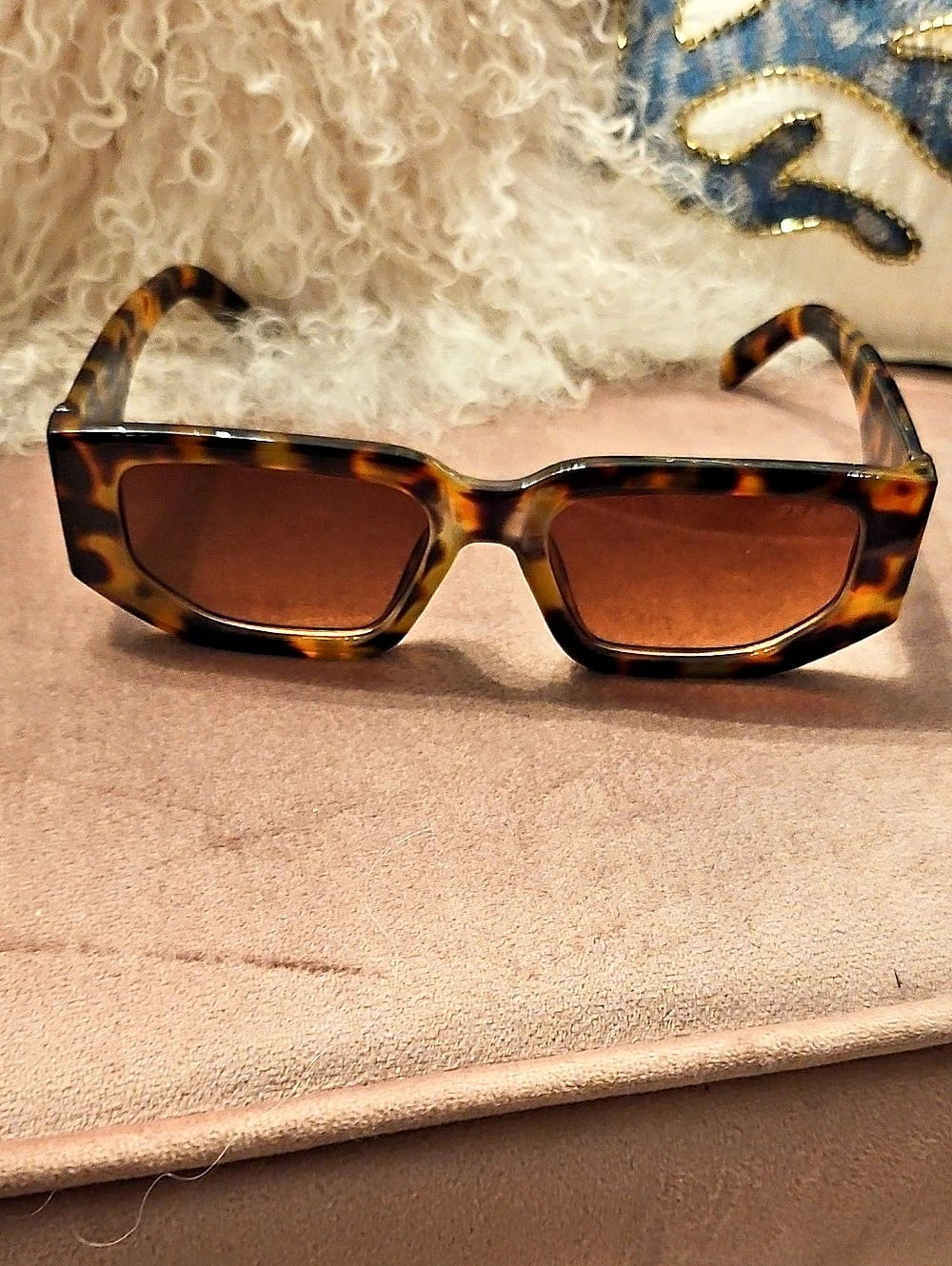 Fashion Rectangle Sunglasses Brown